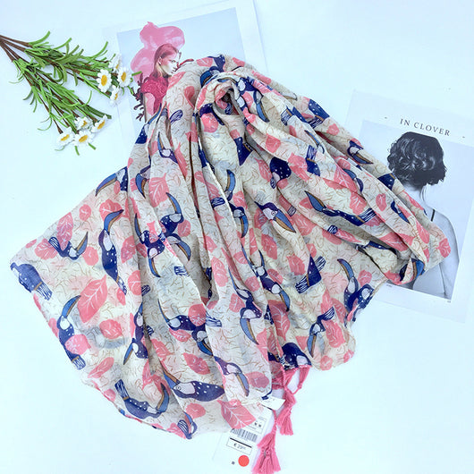Pañuelo de Algodón con Estampado de Aves - Image 2