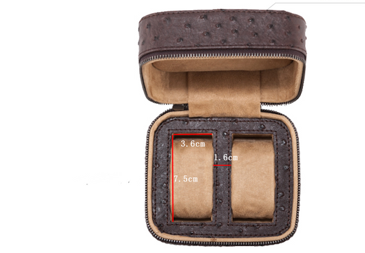 Estuche Portátil para Reloj en Cuero de Avestruz con Cierre y Asa de Viaje - Image 8