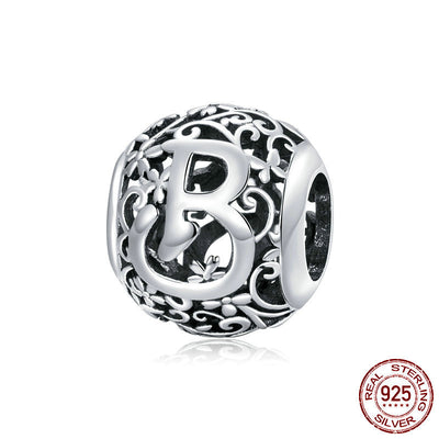 Abalorios de Plata Esterlina con 26 Letras del Alfabeto Inglés Patrón Bosque - Image 41
