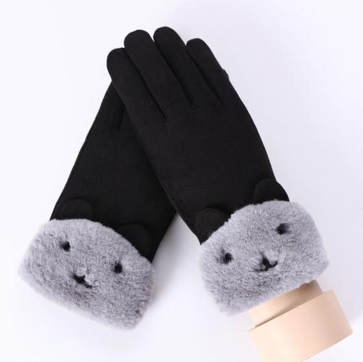 Guantes Térmicos de Cachemira para Mujer con Oso Adorable y Pantalla Táctil - Image 4