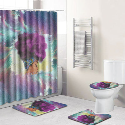 Juego de Cortina de Baño, Tapete y Funda de Inodoro Estampado Africano - 4 Piezas - Image 12