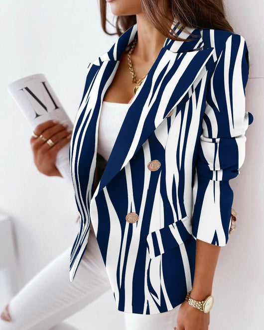 Traje Estampado Cruzado de Manga Larga - Image 25