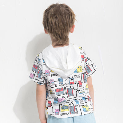 Playera Infantil Manga Corta con Capucha y Estampado Animado - Image 3