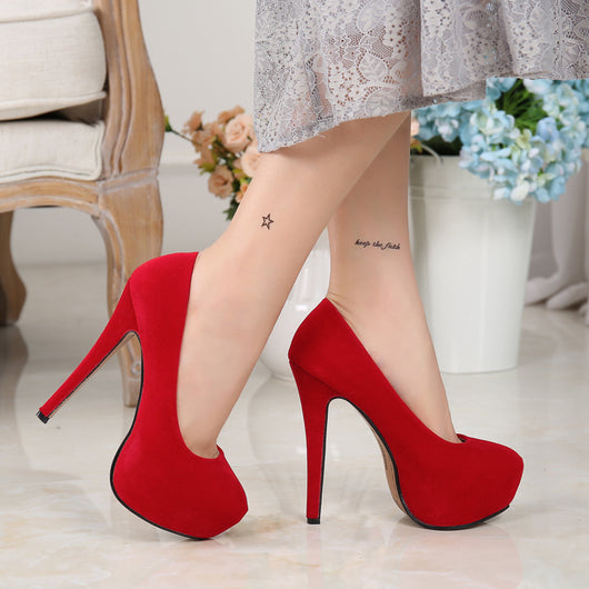 Zapatos de tacón alto con plataforma impermeables para mujer - Image 4