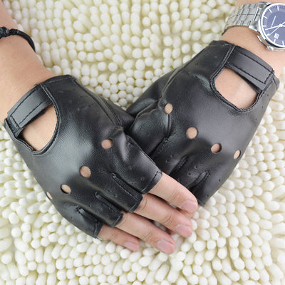 Guantes de Cuero Medio Dedo Ahuecados para Hombre - Image 11