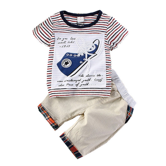 Conjunto de Verano para Niños: Camiseta a Rayas y Pantalones Cortos - Image 4