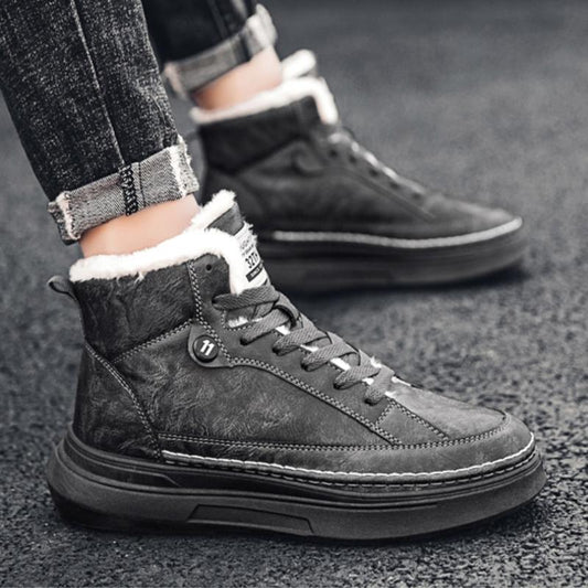 Tenis Altos de Terciopelo para Hombre - Zapatillas Cálidas y Acolchadas Estilo Coreano