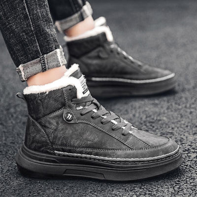 Tenis Altos de Terciopelo para Hombre - Zapatillas Cálidas y Acolchadas Estilo Coreano