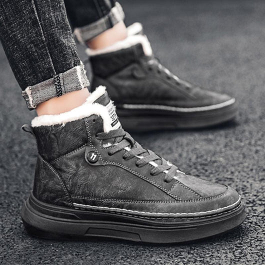 Tenis Altos de Terciopelo para Hombre - Zapatillas Cálidas y Acolchadas Estilo Coreano