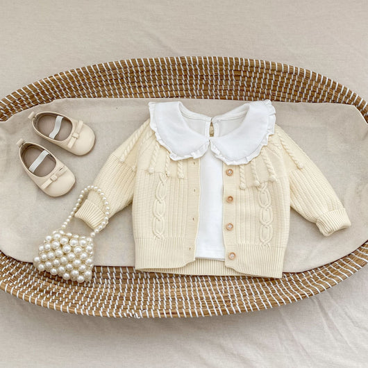 Conjunto de Dos Piezas: Enterizo Tejido con Bolas de Burbujas y Abrigo para Bebé Niña - Image 18