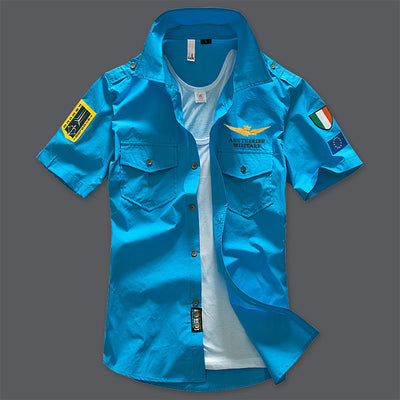 Camisa Militar Manga Corta Bordada para Hombre - Image 4