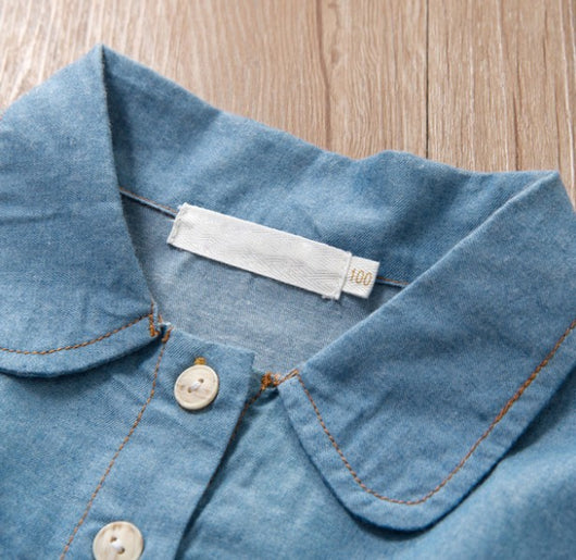 Vestido Infantil Denim con Panel de Malla - Falda de Moda - Image 3