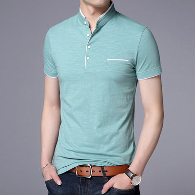 Camisa Casual de Algodón Puro con Cuello Mao - Image 4