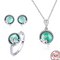 Aretes y Anillo Sirena en Plata 925 con Diamantes - Juego Elegante para Mujer