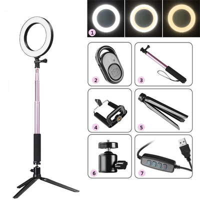 Kit de Luz Ring LED con Trípode y Soporte para iPhone y Dispositivos Apple