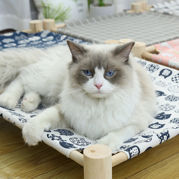 Cama de Camping de Madera para Gatos con Arenero Integrado