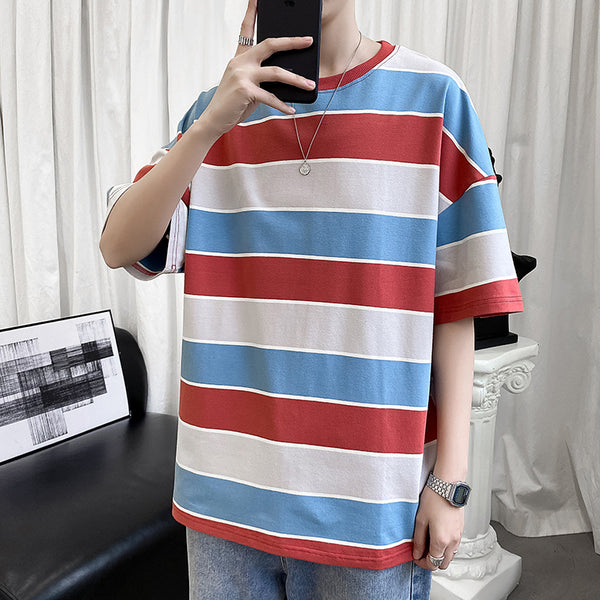 Camiseta Rayada Estilo Hong Kong para Parejas - Manga Corta Unisex - Image 12