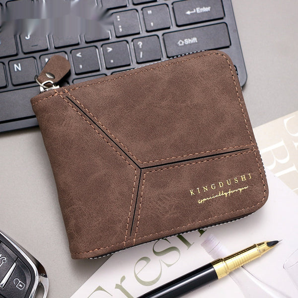 Billetera Corta para Hombre con Costuras Mate y Múltiples Compartimentos
