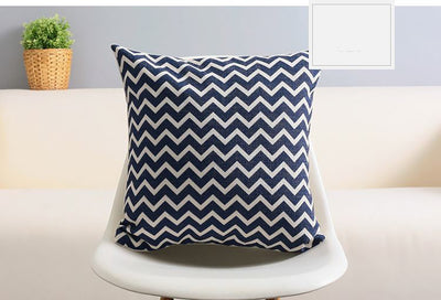 Funda de Cojín Azul Mediterráneo con Diseño Geométrico en Algodón y Lino - Image 12