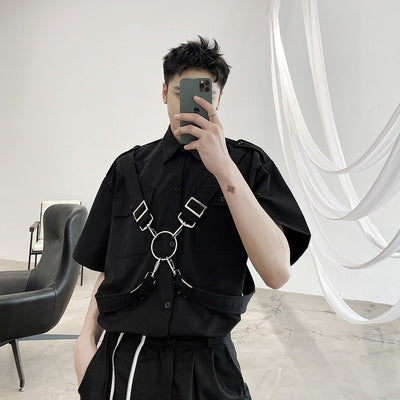 Camisa Clásica de Manga Corta Negra