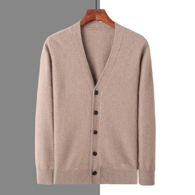 Cardigan Tejido con Cuello V y Botones para Hombre
