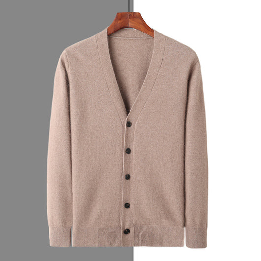 Cardigan Tejido con Cuello V y Botones para Hombre