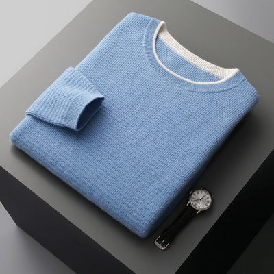 Suéter Tejido Falso Dos Piezas con Cuello Redondo Estilo Waffle - Image 7