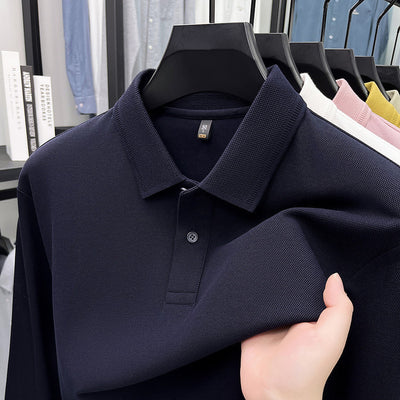 Polo de Algodón Mercerizado Manga Larga para Hombre - Ropa Casual Primavera Otoño - Image 16