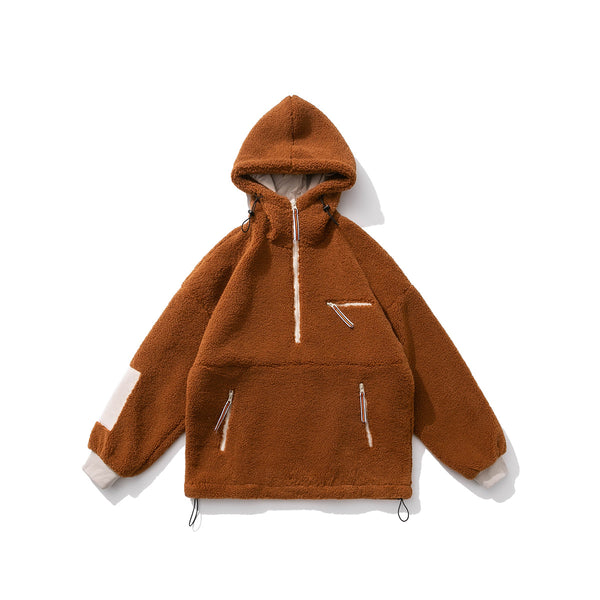 Chamarra Casual de Velvet de Cordero con Capucha para Hombre