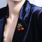 Broche Floral con Cristales de Cereza y Gota de Aceite