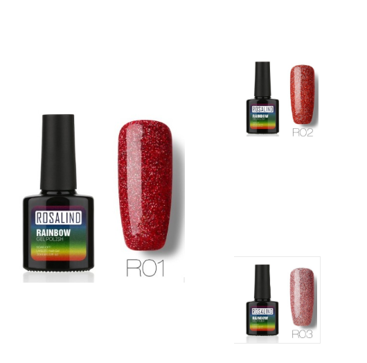 Esmalte de Gel Fotocurable ROSALIND sin Químicos - Sistema Arcoíris con Brillos - Image 2