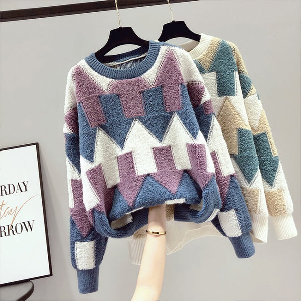 Suéter Abrigo Cuello Alto Acolchado Oversize para Mujer