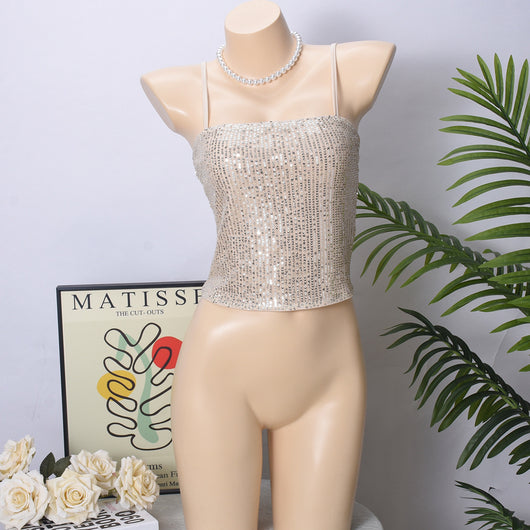 Vestido Lentejuelas Espalda Descubierta con Tirantes Ajustables - Image 10