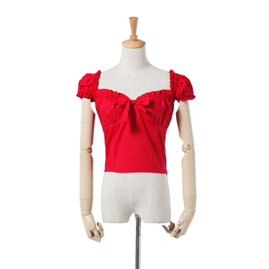 Blusa Retro con Mangas Abullonadas y Detalles de Madera para Mujer - Image 9