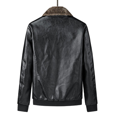 Chaqueta de Cuero para Hombre con Cuello de Piel y Forro Polar - Image 4