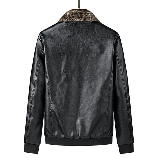 Chaqueta de Cuero para Hombre con Cuello de Piel y Forro Polar - Image 4