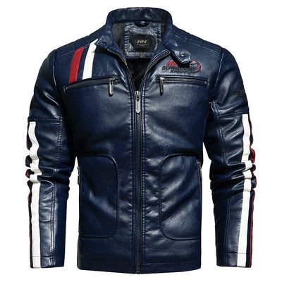 Chaqueta de Cuero Slim Fit con Bordados para Hombre