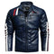 Jaqueta de Couro Masculina Slim Fit com Bordados