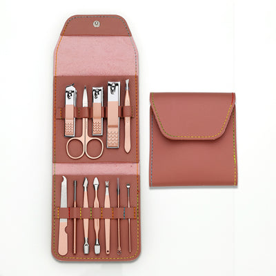 Estuche de Herramientas de Manicura en Cuero PU Oro Rosado Portátil - Image 12