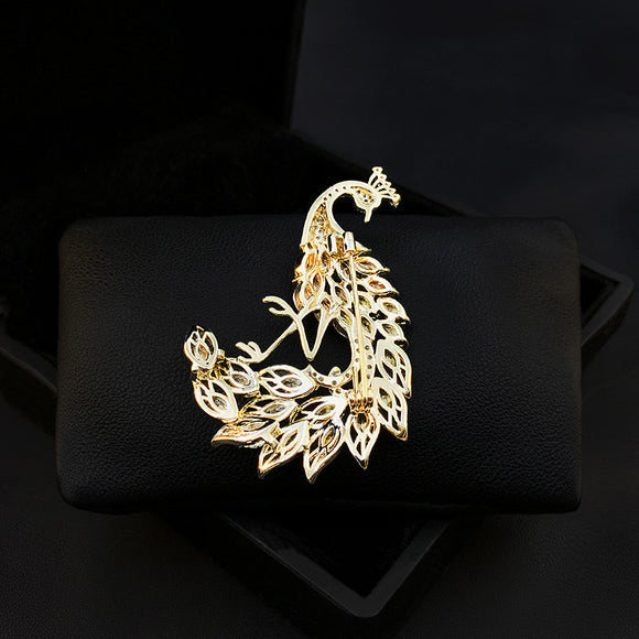 Suéter Estilo Occidental para Mujer con Broche de Pavo Real