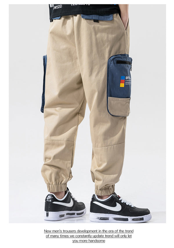Pantalones Cargo Holgados con Bloques de Color y Bolsillos Amplios