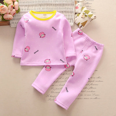 Toddler unisex long-sleeve underwear set with colorful car print in blue, yellow, and pink on a white background. - Image 2