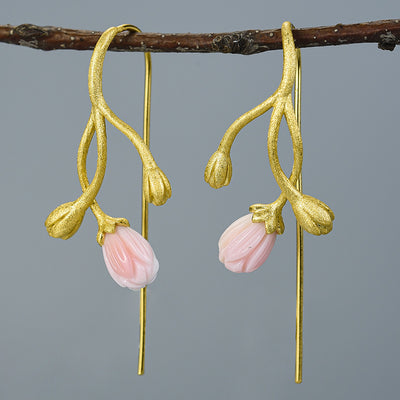 Aretes Reina Jazmín Concha Plata de Ley