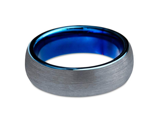 Anillo de Tungsteno Cepillado con Incrustación Azul Interior - Image 3