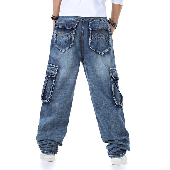 Jeans Ancho de Moda con Múltiples Bolsillos