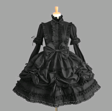 Vestido Gótico Retro de Encaje con Mangas Abullonadas - Disfraz Cosplay