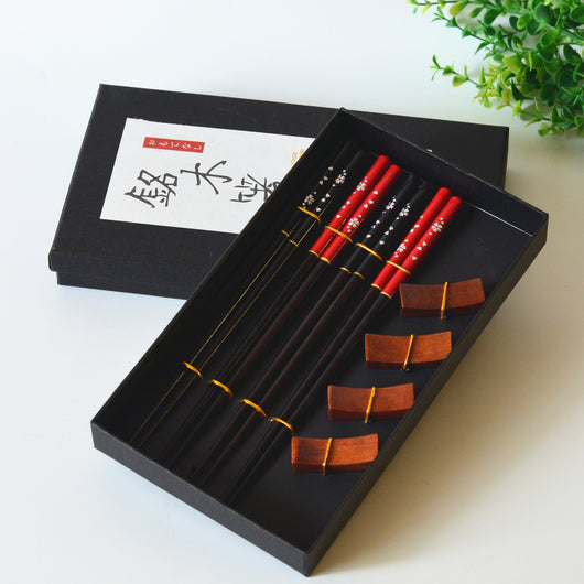 Set de 4 Pares de Palillos de Madera con Soporte y Caja de Regalo - Image 18