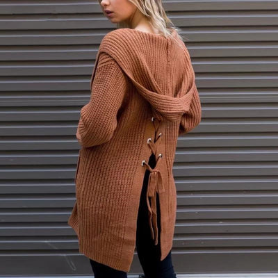 Suéter Holgado con Capucha y Bolsillos Dobles para Mujer - Image 3
