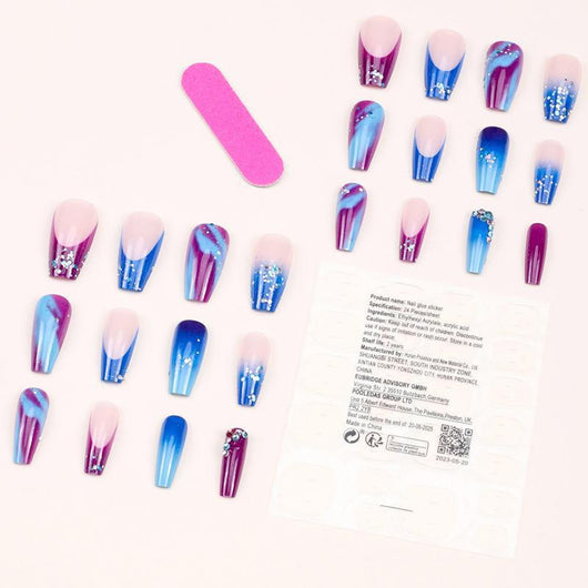Adhesivos de Uñas Degradado Azul Púrpura - Estilo Francés Premium - Image 11