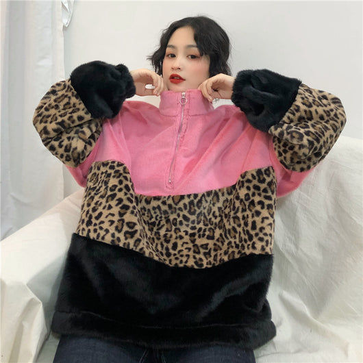 Buzo Cuello Alto con Cierre Estampado Leopardo - Image 38